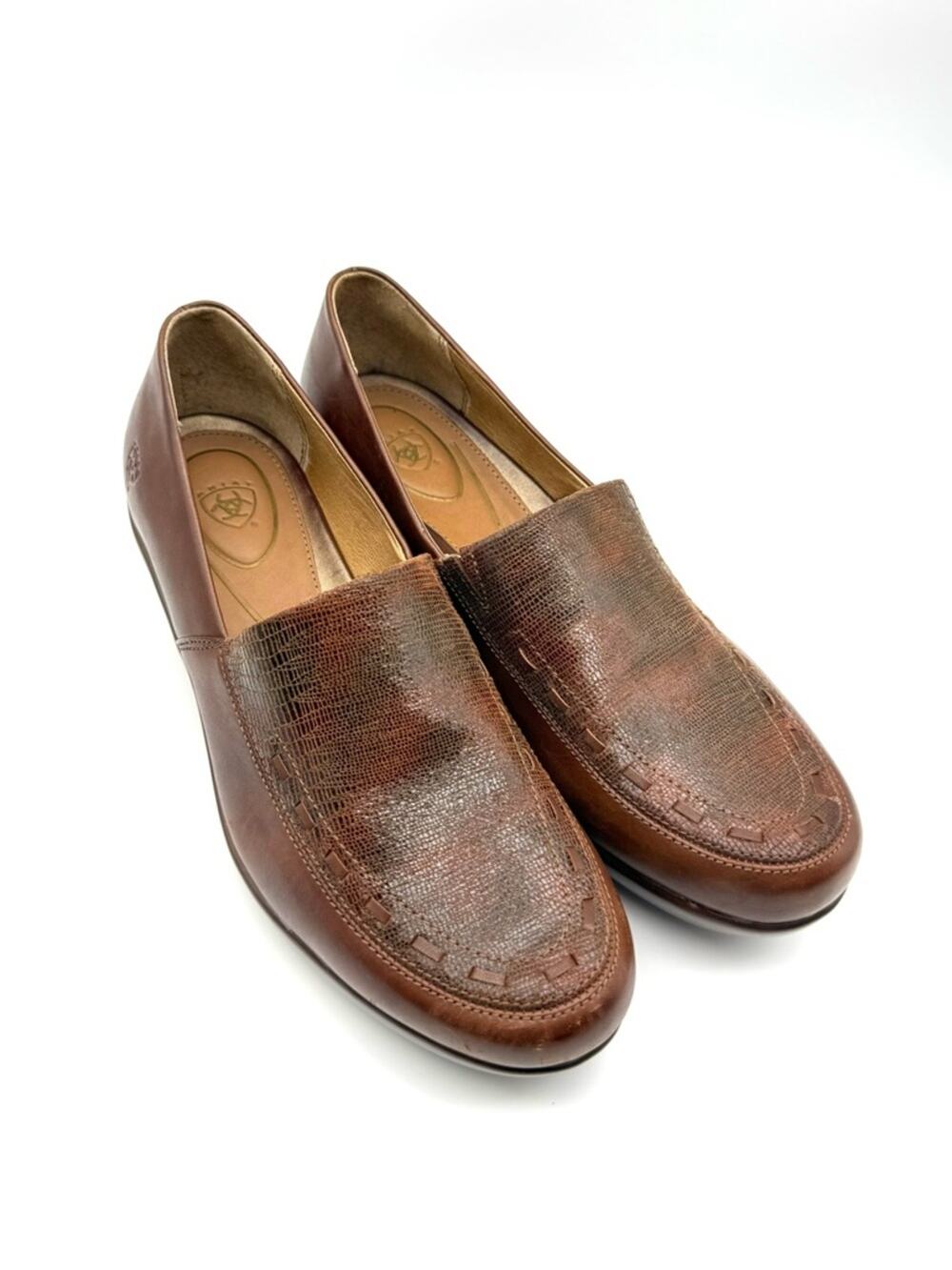 Ariat Brown Leather Slip On Clog Loafer 10B